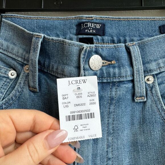 NWT J. Crew Flex Straight Fit Blue Solid Wash Medium Light Jeans Size 29 x 30 - Picture 3 of 8